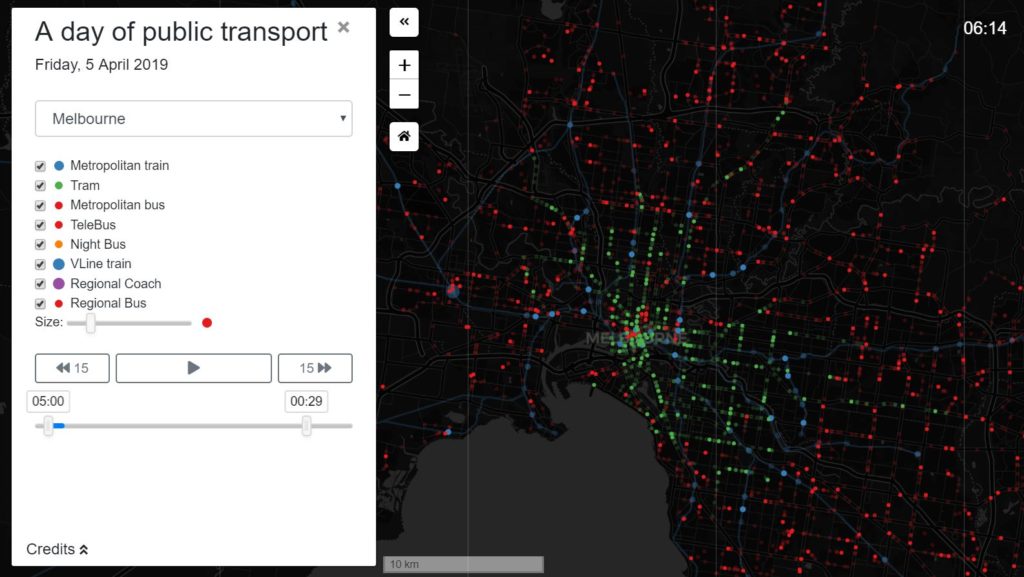 Image of interactive animated public transport map